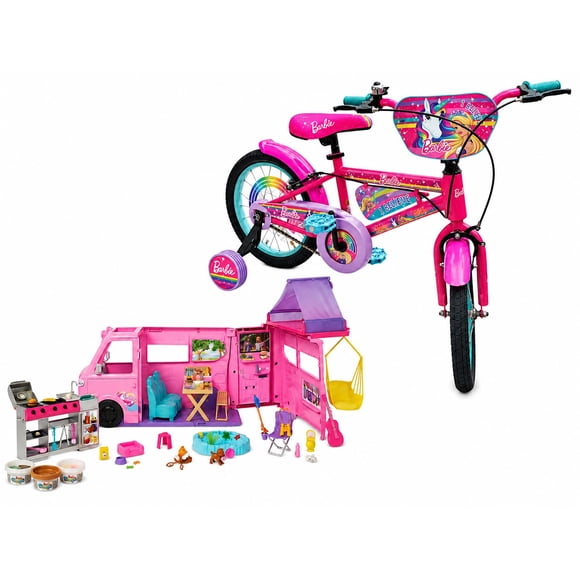 Set de Juego Barbie Bicicleta Toy Mark + Set de Juego Barbie Dreams Camper