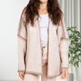 thumbnail image 1 of MPWEGNP Cardigan Tricoté Col en V Automne et Hiver Style Universitaire Ample Beige m, 1 of 7