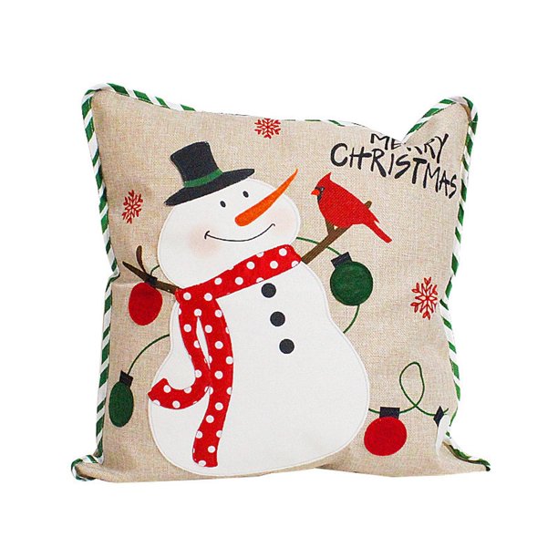 Funda De Almohada Acogedora De Invierno Con Muñeco De Nieve Para Sofá Y Coche