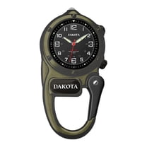 Dakota Mini Clip Microlight Pocket Watch with White Flashlight – Swiss Army Style Mini Watch & Army Gift – Army Green