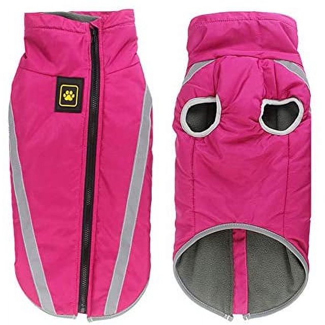 JHIJHOO Dog Coat Dog Jacket For Small Medium Large Dogs, Dog Winter Coat Dog Clothes Outdoor Sports Waterproof Dog Outfits Vest With Harness Hole Reflective Stripes