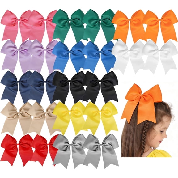 JoyBowie 24pcs 8inch Large Satin Bows 24 Pcs for Girls Hair Accessories Gift Wrapping Party Decor Multi Color