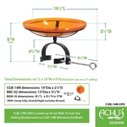 Achla 14 Orange Crackle Glass Birdbath With Over Rail Bracket