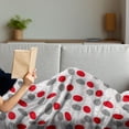 thumbnail image 3 of Mid Century Soft Flannel Fleece Throw Blanket, Big Circular Spots and Oval Shapes Combined the of Geometry, Cozy Plush for Indoor and Outdoor Use, 50" x 70", Grey Red White, by Ambesonne, 3 of 5