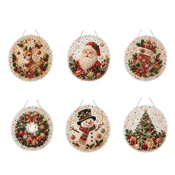 Christmas Pearl Diamond Art Hanging Ornament Kit,Scratch-Resistant Non-Fading Pearl Beads, DIY Handmade Holiday Decor,Relaxing Craft for Christmas Tree, Window, Gift for Craft Lovers(C)