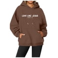 thumbnail image 1 of WEAIXIMIUNG Sweat à Capuche Zippé pour Femmes Sans Capuche Grande Taille 2024 Nouveau Pull à Col Rond Imprimé Lettre pour Femmes Manches Longues de Rue, 1 of 4