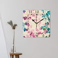 thumbnail image 3 of 14 Inch Wall Clock Battery Operated Square Clock for Office, Kitchen, Outdoor, Living Room,Flower Pink and Blue Floral Bouquets Pretty, 3 of 4