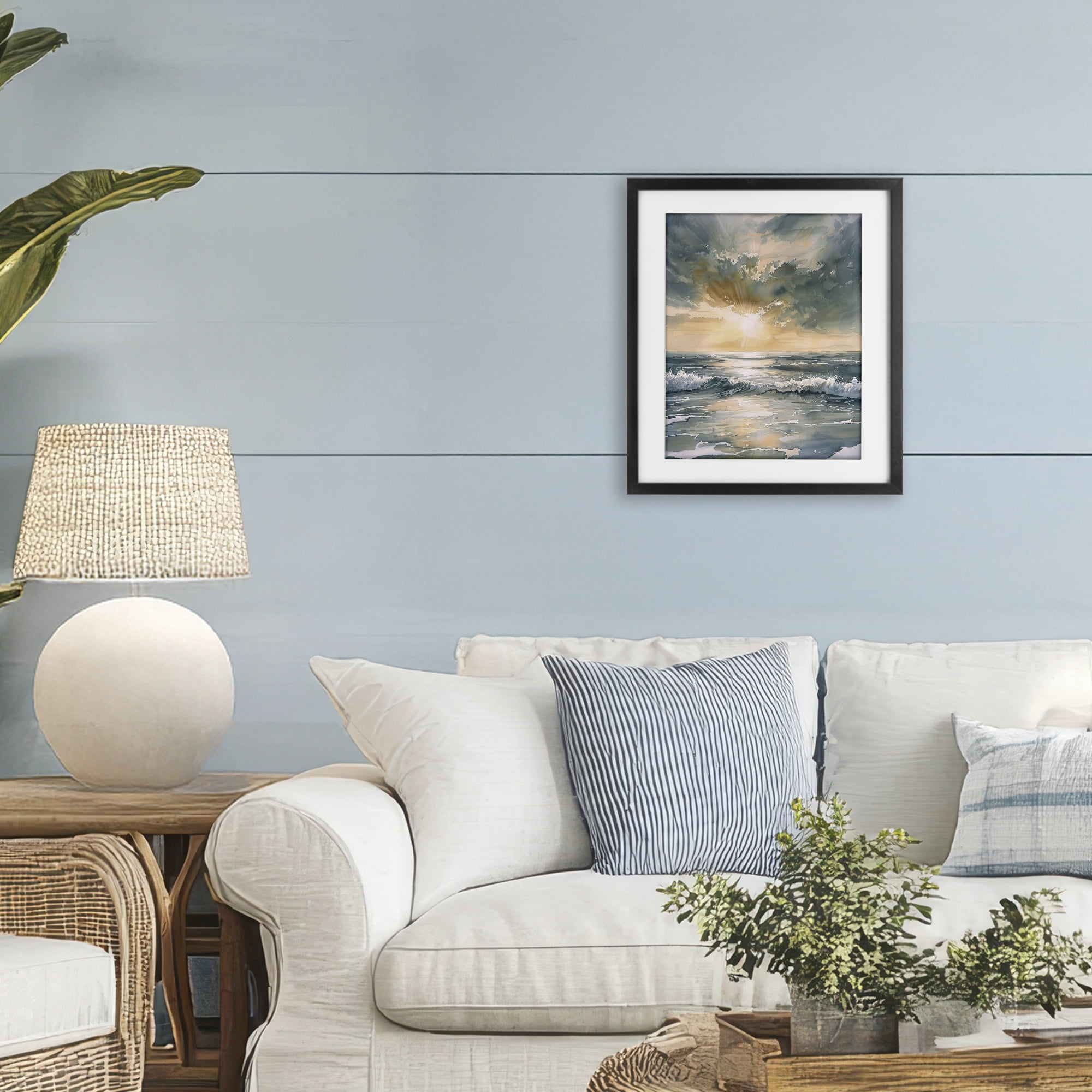 Stupell Industries Sunlit Waves Golden Reflection Black Framed Print Under Glass, design by Petal Prints Design