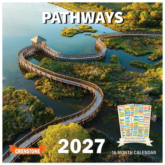 Nature Photography Calendar 2027-16 Month Scenic Landscape Pathways 2027 Monthly Wall Calendar with 100  Reminder Stickers | 12" x 24" Open | White Elephant Giftable | Thick & Sturdy Paper