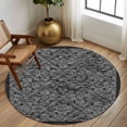 thumbnail image 2 of Round Area Rug 6 Ft, Black Flowers Washable Non-Slip Circle Carpet for Living Room/Bedroom, Spring Floral Farmhouse Retro Art Low-Profile Indoor Mats Collection Rugs for Residential, 2 of 8