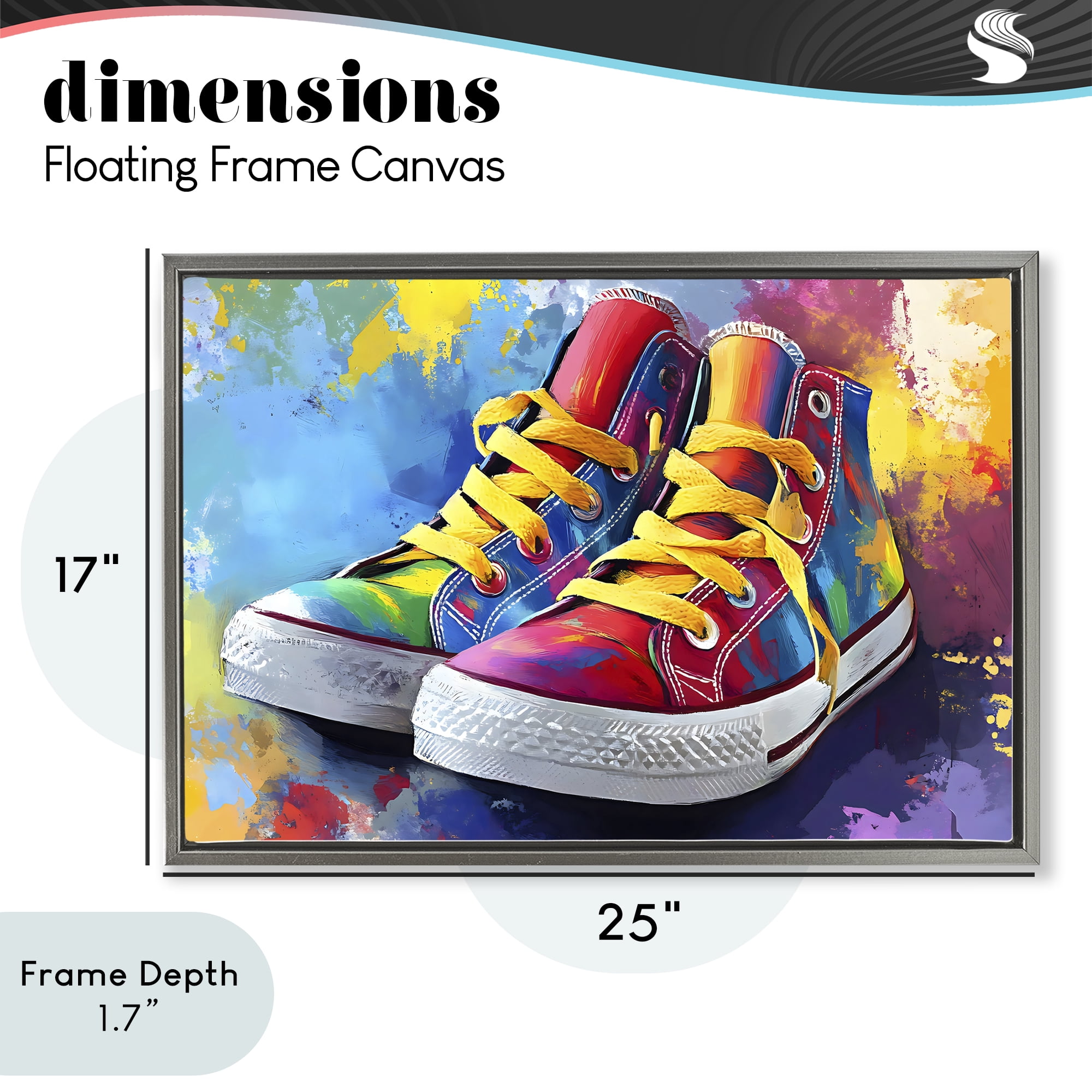 Stupell Industries High Tops with Yellow Laces Gray Framed Floater Canvas Wall Art, design by Creative Studio