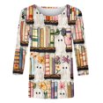 thumbnail image 4 of VKOYWKM 3/4 Sleeve Tops for Women Halloween Shirts Pumpkin Ghost Graphic T Shirts Loose Fit Crew Neck T-Shirts Halloween Costumes, 4 of 4