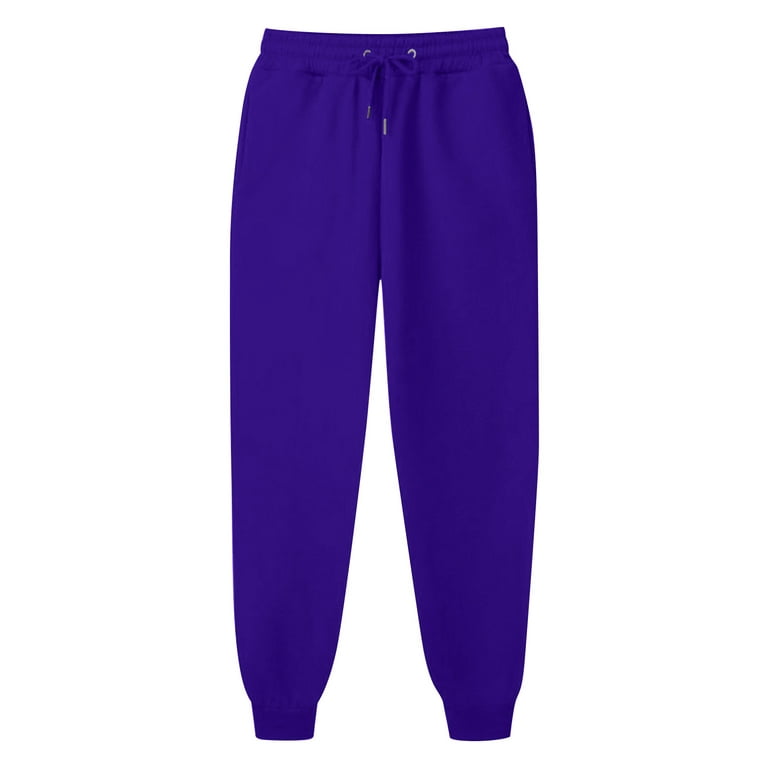 YYDGH Yoga Sweat Pants for Womens Baggy Loose Workout Running Sweatpants  with Pockets Elastic High Waist Lounge Y2K Pants Purple XL