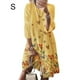 thumbnail image 1 of Vestido Mujer Vestido Con Estampado Vintage Manga 3/4 Paño De Cuello Redondo, Amarillo, S Noticed AP002219-09, 1 of 5
