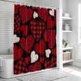 thumbnail image 6 of Valentine's Day Bathroom Shower Curtains with 12 Hooks Waterproof Shower Curtain for Stalls and Bathtubs Red Black Love Hearts Plaid Romantic Decorative Bathroom Privacy Curtain 72x78 Inches, 6 of 9
