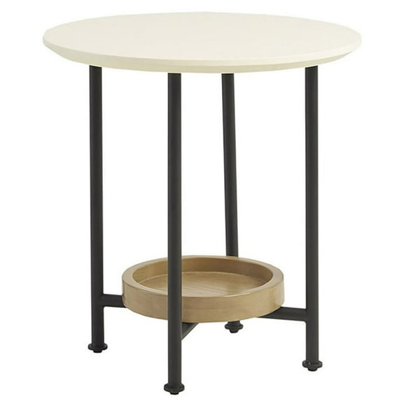 Madison Park Beaumont Oval MDF Wood and Metal End Table in White/Black