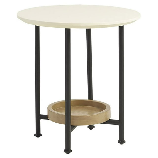 Madison Park Beaumont Table d'Appoint Ovale en Bois MDF et Métal Blanc/noir