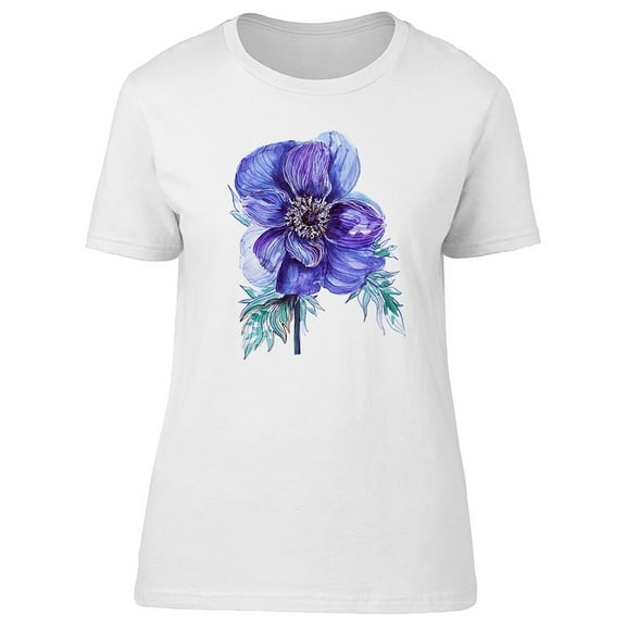 Cute Blue Anemone Flower Sketch Tee Women's -Image by Shutterstock