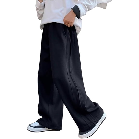 UACY Boy's Athletic Sweatpants Wide Leg Casual Fall Letter Sports Elastic Waist Baggy Pants Kids' Youth Open Bottom Sweatpant