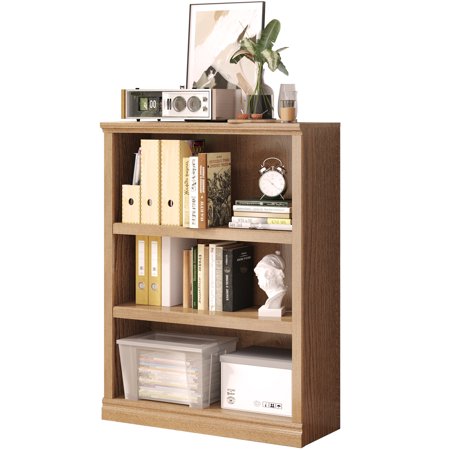 Bevfint Bookcase Open Storage Book Cases/Shelves Floor Standing Indoor Furniture 3 Shelf Book case for Farmhouse Library Office Bedroom Kids OAK - 3 Tier