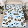 thumbnail image 2 of Feelyou Blue Bowknot Cherry Kid Full Size Sheets, Leopard Cheetah Print Bed Sheets, 4pcs, 2 of 7