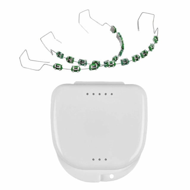Decoración de dientes temporales para estudiantes con caja decorativa Explicación del ortodoncista verde