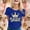 Blue, variant on Womens T Shirts Letter Print Short Sleeve Crewneck Bride Theme Top Women Blouse Army Green XL
