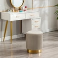 thumbnail image 2 of Duhome Modern Round Ottoman Footstool Velvet Vanity Stool Glam Stool Seat for Bedroom Living Room Furniture Entryway Bench Small, Khaki, 2 of 9