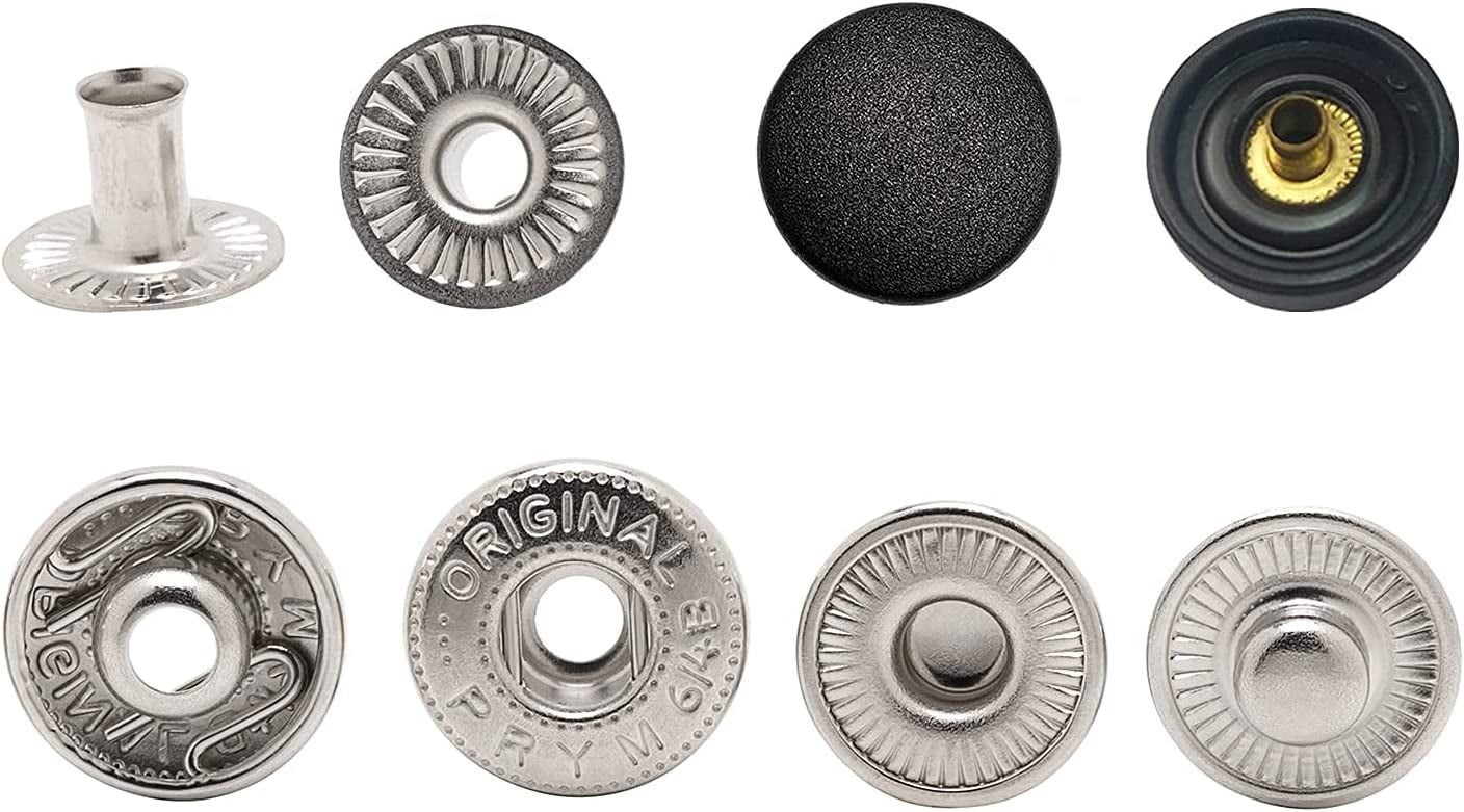 Trimming Shop 15mm S Spring Press Studs Snap Fasteners Plastic Cap with Gunmetal Black Metal Back Snap Buttons - Black, 100pcs, Size: 15mm - with