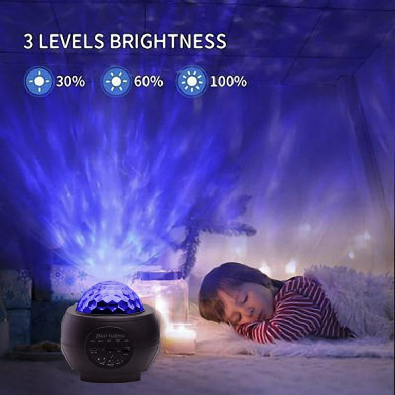 6 Colors Ocean Waving Light Stars Sky Projector LED Nebula Cloud Night Light  360 Degree Rotation Night Light Lamp Bluetooth Music For Children 