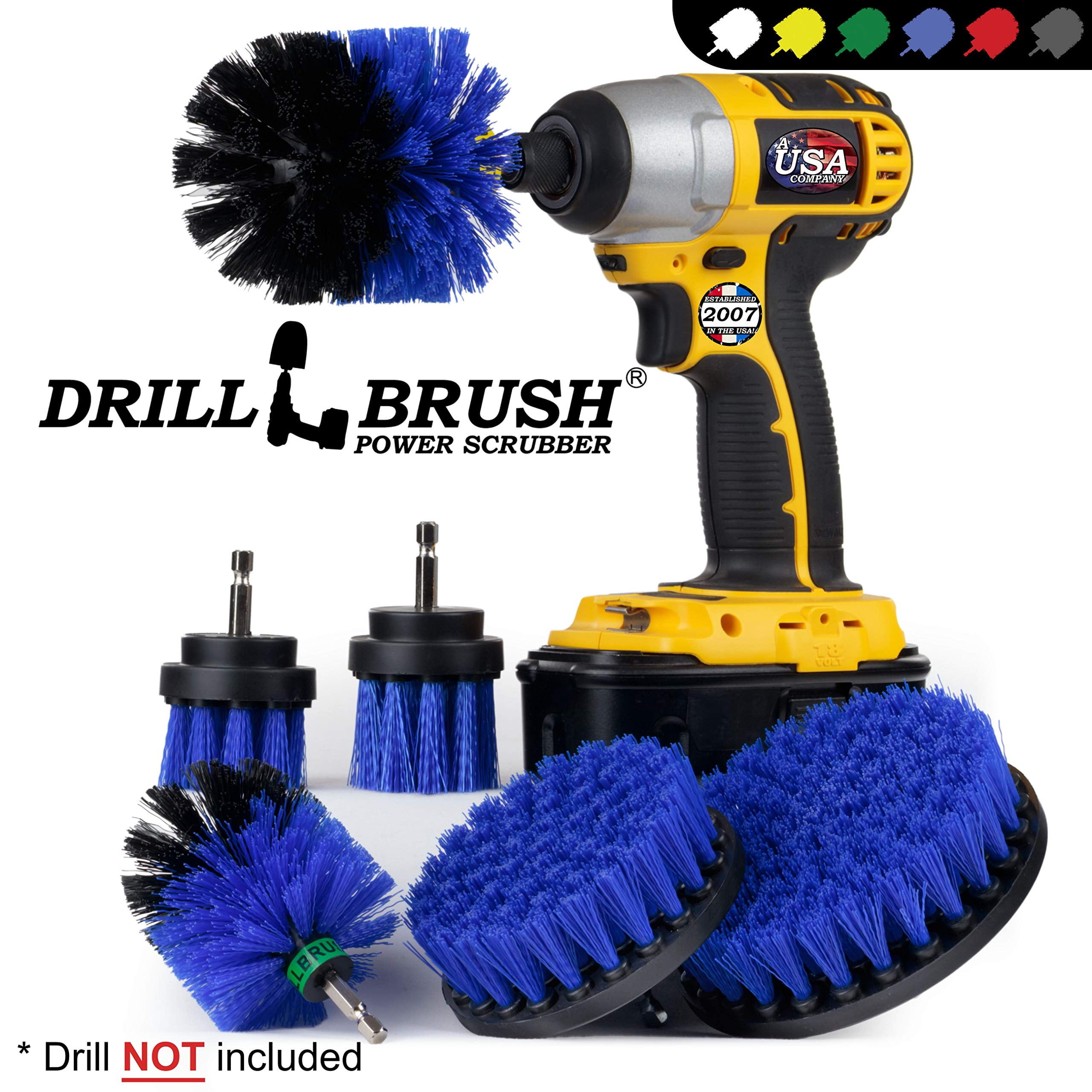 Power Pool Brush for Drill - 6 Piece Pool Tile Cleaning Kit - Boat Cleaning Supplies - Slide Cleaner - Deck Brush - Pond Supplies – Marine Brushes for Boat Hull - Power Drill Parts & Accessories