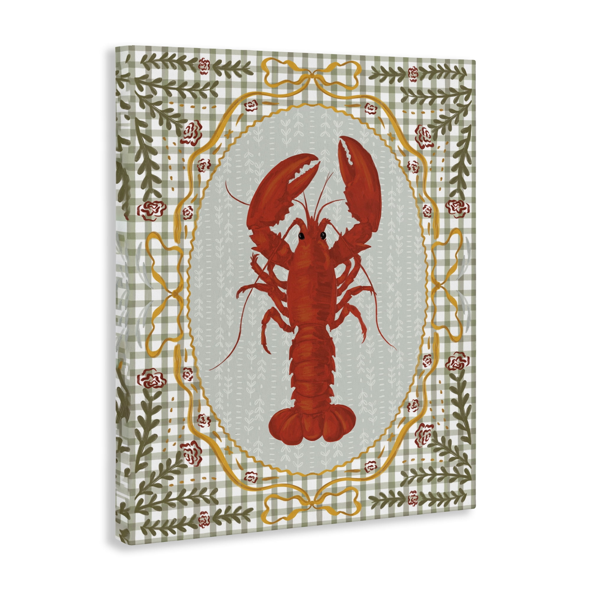 Stupell Industries Lobster with Gingham Kitchen Charm Canvas Wall Art, design by Vero Illustrates