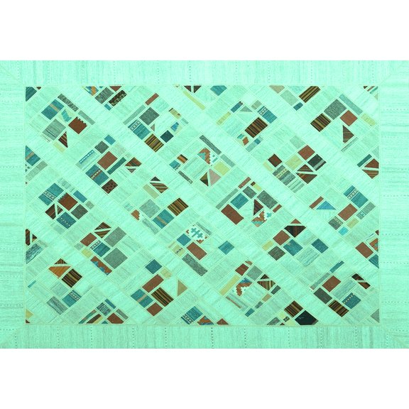 Ahgly Company Machine Washable Indoor Rectangle Solid Turquoise Blue Modern Area Rugs, 5' x 7'