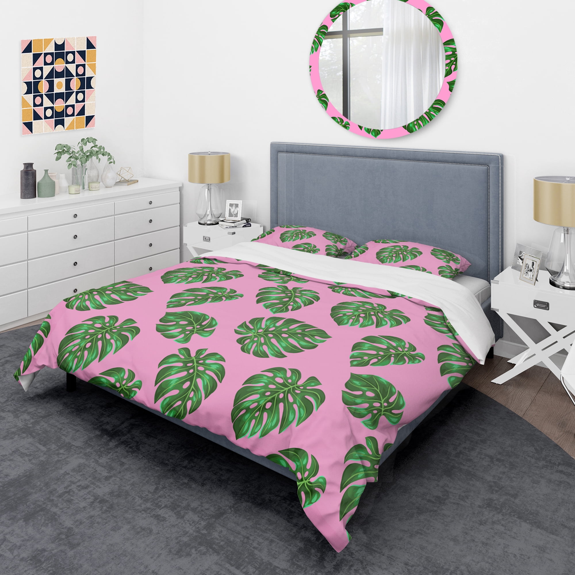 Designart 'Tropical Palm Leaves III' Mid-Century Modern Duvet Cover Set