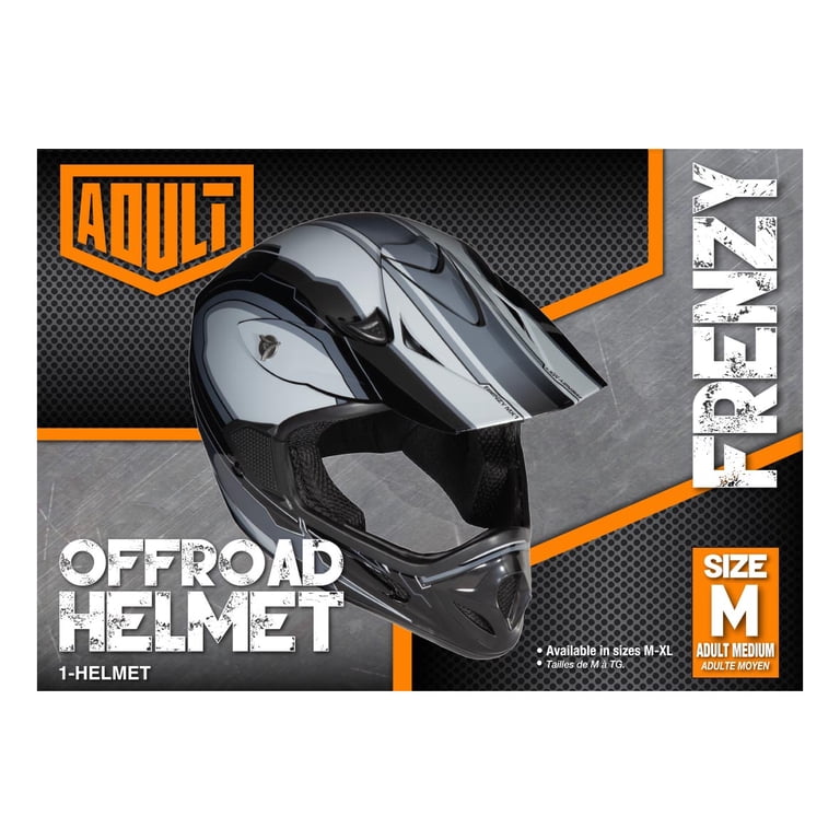 Adult Frenzy MX Off-Road Helmet, Black/Grey, Medium - Walmart.com