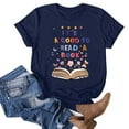 thumbnail image 2 of Women's Flora Book Graphic Tees Short Sleeve Loose Fit Flowy Tunic Tops Dressy Casual Tops Vintage Round Neck Blouse Book Lover T shirts Summer Clothes for Teen Girls Fashion 2024 Blue T Shirts XL, 2 of 3