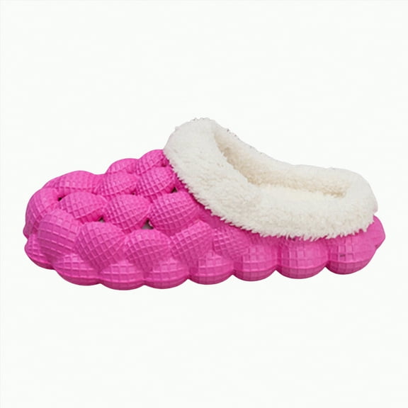 Gvdentm Toddler Boy Slippers Girls Bunny Slippers Cartoon Shape Plush Warm Slipper Indoor Bedroom Winter Slippers for Kids(Hot Pink,11)