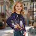 thumbnail image 3 of Xixirimido Ghost Pumpkin Colorful Daisy Pattern Girls Casual Long Sleeve Shirts Knot Tie-hem Tunic Tops Crewneck Tees Blouses Girls Fashion Clothes, Size 9-10, 3 of 7