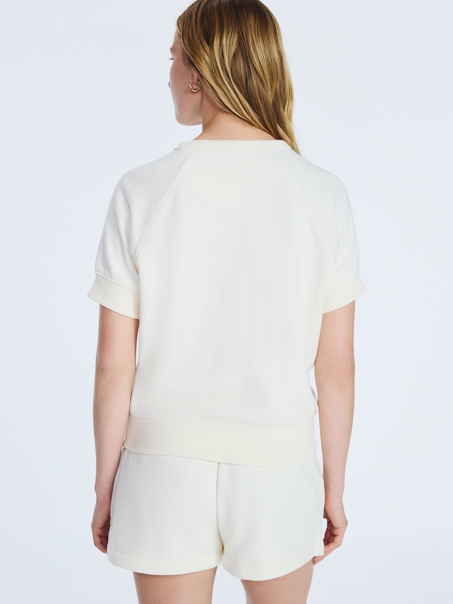 Free Assembly Women's Raglan Sweatshirt with Short Sleeves, Sizes XS-XXL