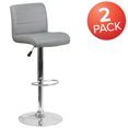 thumbnail image 4 of 2 Pk. Contemporary Gray Vinyl Adjustable Height Barstool with Rolled Seat and Chrome Base, 4 of 9