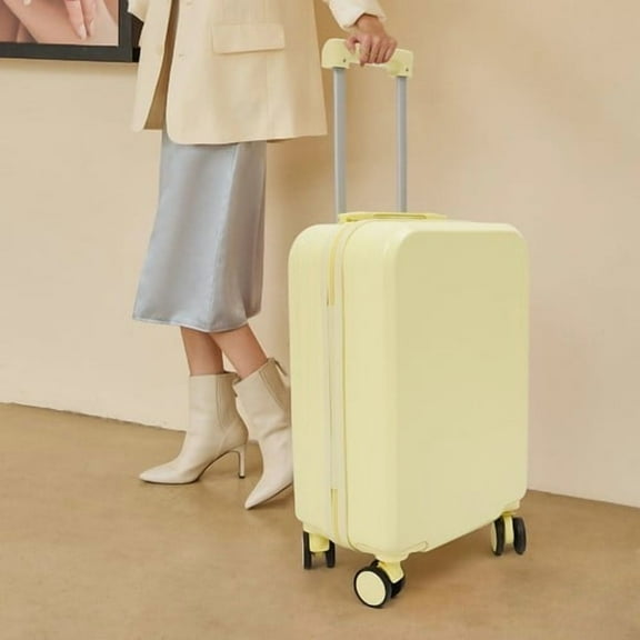 20 Inch Carry On Luggage with Cup Holder and USB Port, Lightweight ABS Hard Shell Suitcase, 360° Spinner Wheels, TSA Combination Lock, for Travel Business, Yellow