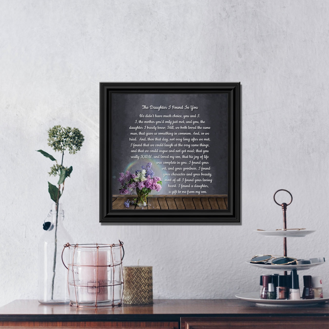 Daughter In Law Gifts from Mother In Law, Gift for Future Daughter In Law, Bonus Daughter Gifts from Mother of the Groom, Daughter In Law Birthday Card, The Daughter I Found In You Home Decor, 8716B