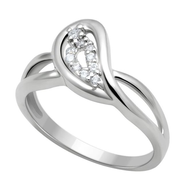 Alamode LO2051-6 Bague en Laiton Rhodié Femme avec AAA Grade CZ en Clair - Taille 6