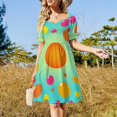 thumbnail image 2 of Colorful Dots Short Sleeved Dress Summer Dresses Birthday Dress for Women Luxury 2025 Dress Party Night, 2 of 6