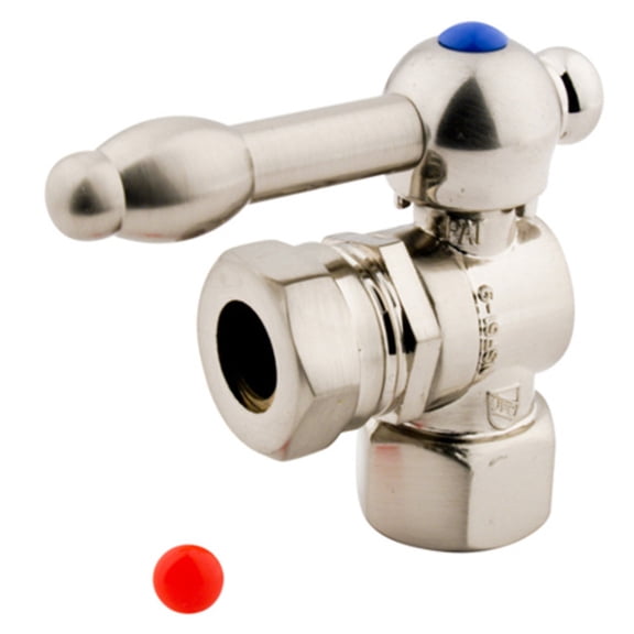 Kingston Brass CC44108KL 1/2" FIP x 1/2" or 7/16" Slip Joint Angle Stop Valve, Brushed Nickel