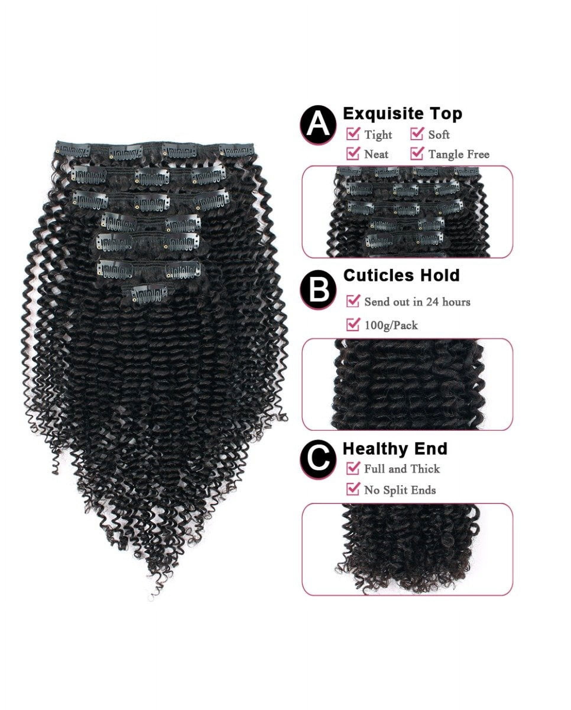 Curly Clip in Hair Extensions 100% Remy Human Hair Thick Hair Kinky Curly Clip ins 120g 1B# Natural Black 16 Inches