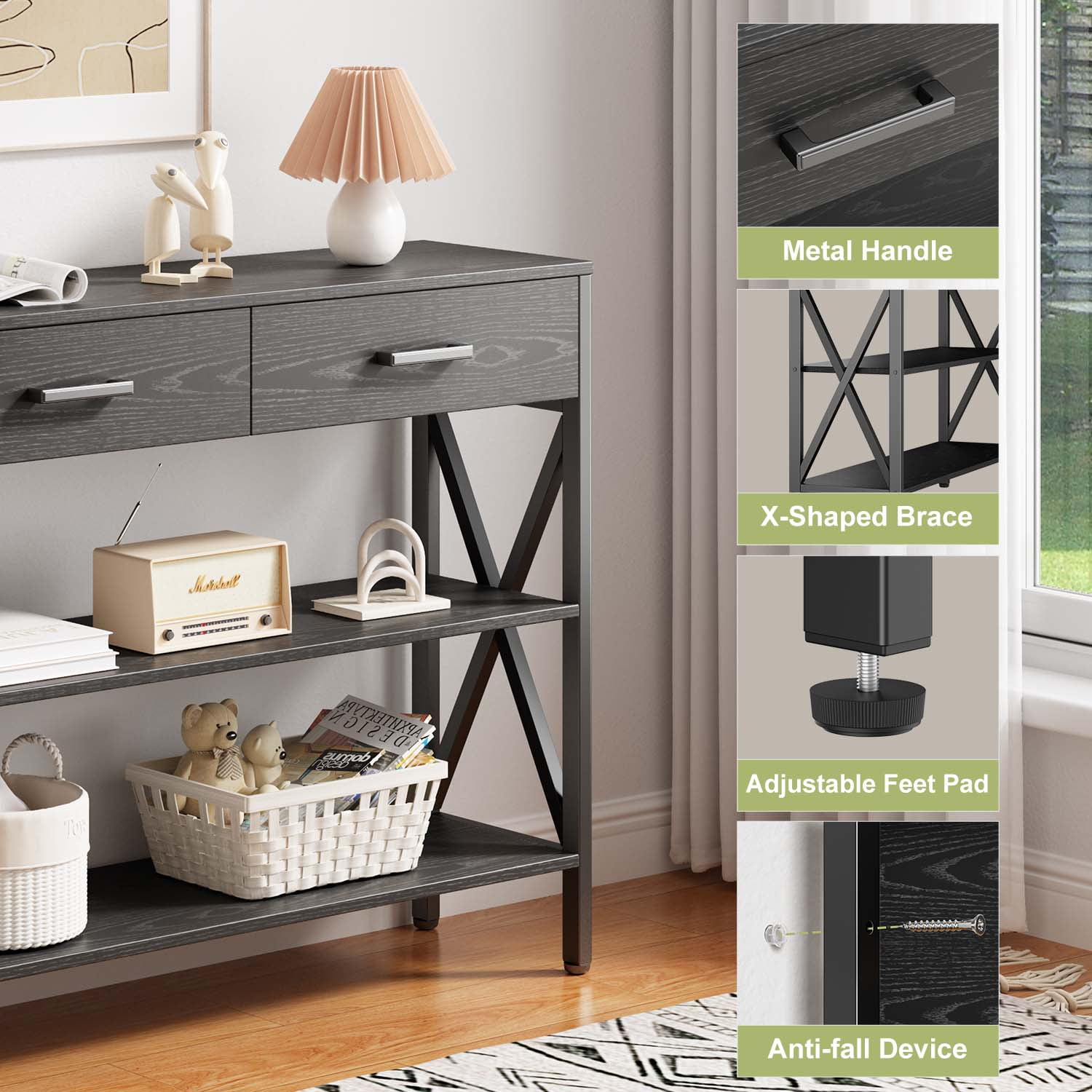 Lofka Minimalist Metal Entryway Console Table with 2 Drawers Lofka Minimalist Metal Entryway Console Table with 2 Drawers