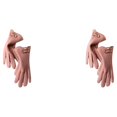 thumbnail image 1 of Jumpingount Guantes de Cachemira con pantalla táctil para mujer, moda con lazo, dedos completos, mitones para otoño e invierno, calentador de Rosado 2piezas, 1 of 6