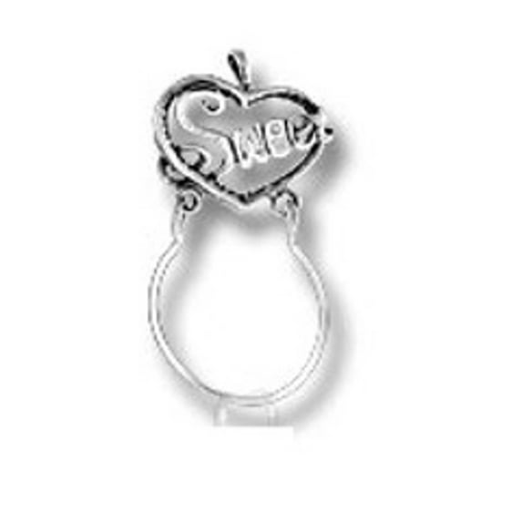 Sterling Silver 16" .8mm Box Chain Necklace Sweet Heart Charm Holder Pendant Necklace