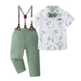 thumbnail image 4 of Faraee Toddler Baby Boy Clothes Suit Gentleman Wedding Outfits Formal Dress Shirt with Bowtie + Suspender Pants Size 1-5 Years Green, 4 of 5